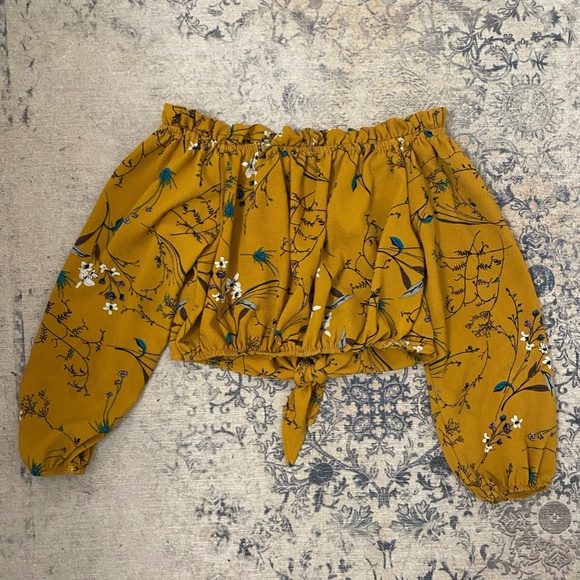 Zaful Yellow Off the Shoulder Top - Picture 2 of 4